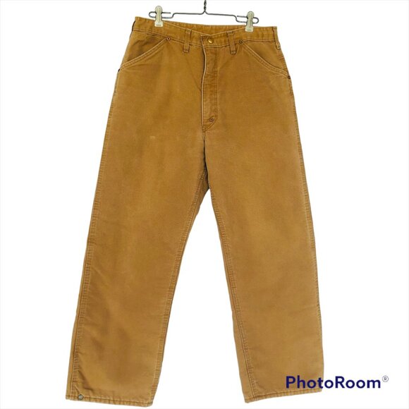 Vtg Carhartt Red Quilted Lined Pants 34x30 Brown Duck Insulated Logger Work USA - Picture 4 of 8